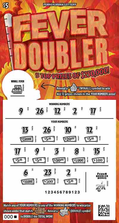 Fever Doubler scratchcard - game number #3361 - front-scratched