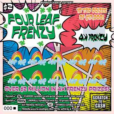 Four Leaf Frenzy scratchcard - game number #3301 - front