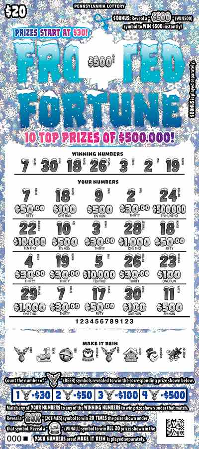 Fro$Ted Fortune scratchcard - game number #3330 - front-scratched