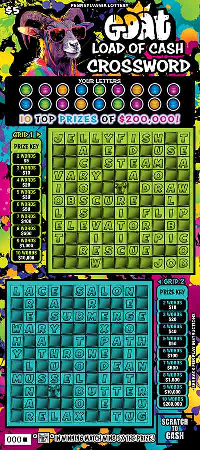 Goat Load Of Cash Crossword scratchcard - game number #3318 - front