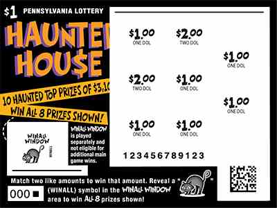 Haunted Hou$E scratchcard - game number #3282 - front-scratched