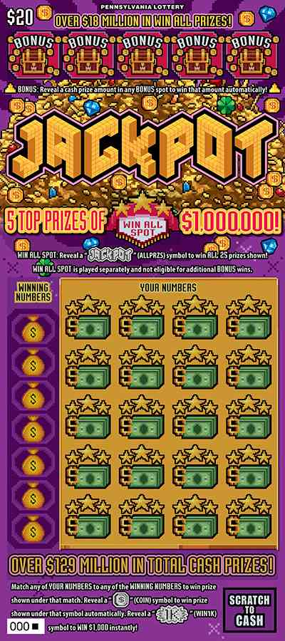 Jackpot scratchcard - game number #3312 - front