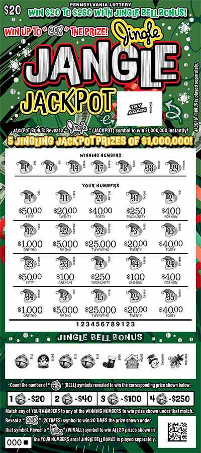 Jingle Jangle Jackpot scratchcard - game number #3285 - front-scratched