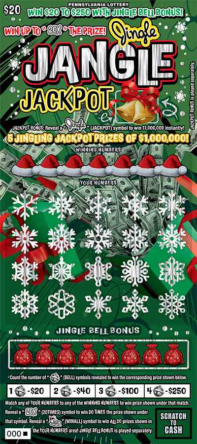 Jingle Jangle Jackpot scratchcard - game number #3285 - front