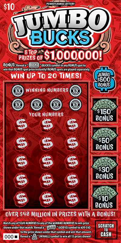 Jumbo Bucks scratchcard - game number #3269 - front