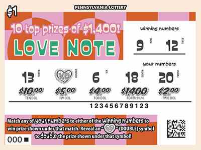 Love Note scratchcard - game number #3296 - front-scratched