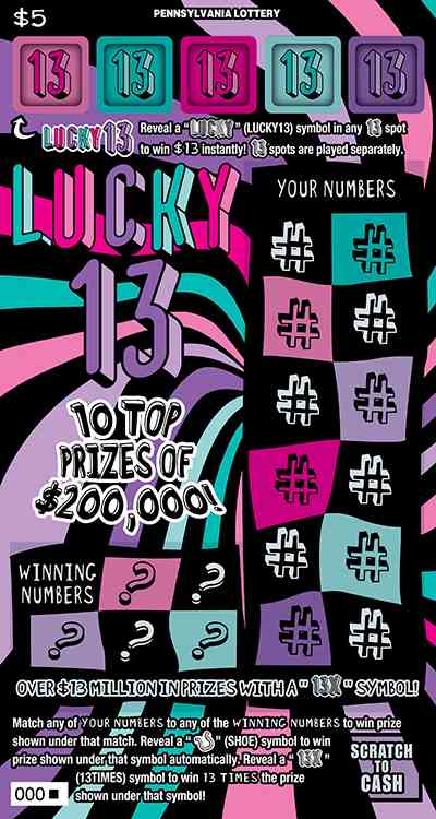 Lucky 13 scratchcard - game number #3279 - front