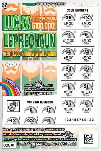 Lucky Leprechaun scratchcard - game number #3248 - front-scratched