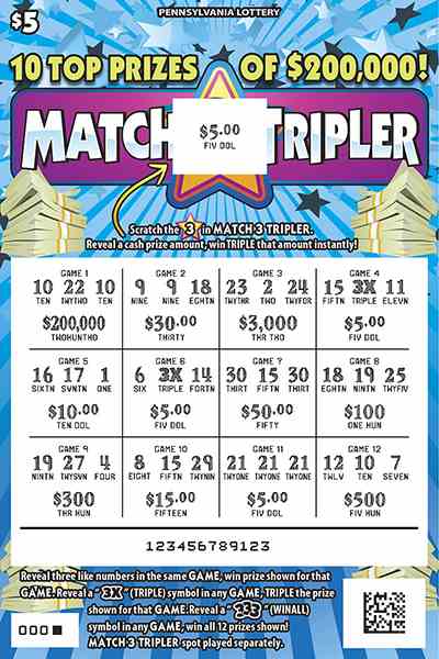 Match 3 Tripler scratchcard - game number #3216 - front-scratched