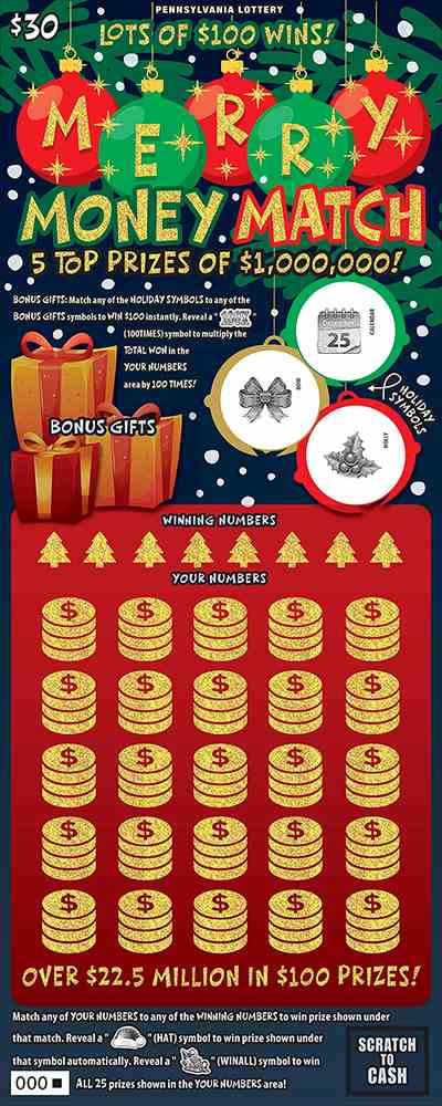 Merry Money Match scratchcard - game number #3329 - front