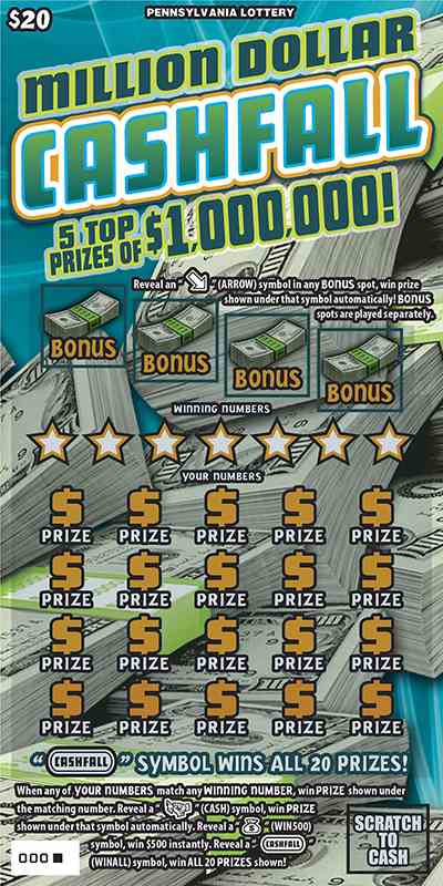 Million Dollar Cashfall scratchcard - game number #3215 - front