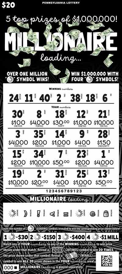 Millionaire Loading scratchcard - game number #3320 - front-scratched