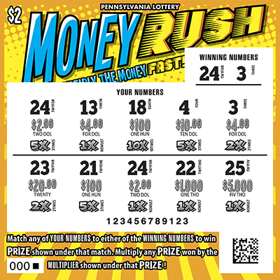 Money Rush scratchcard - game number #3352 - front-scratched