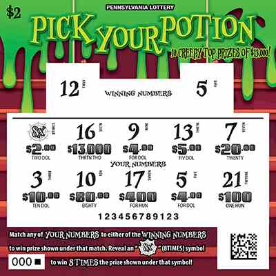 Pick Your Potion scratchcard - game number #3281 - front-scratched