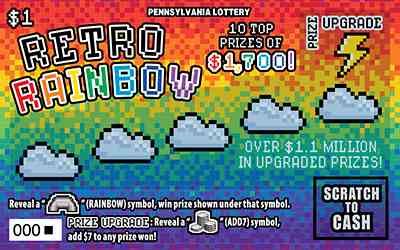 Retro Rainbow scratchcard - game number #3250 - front