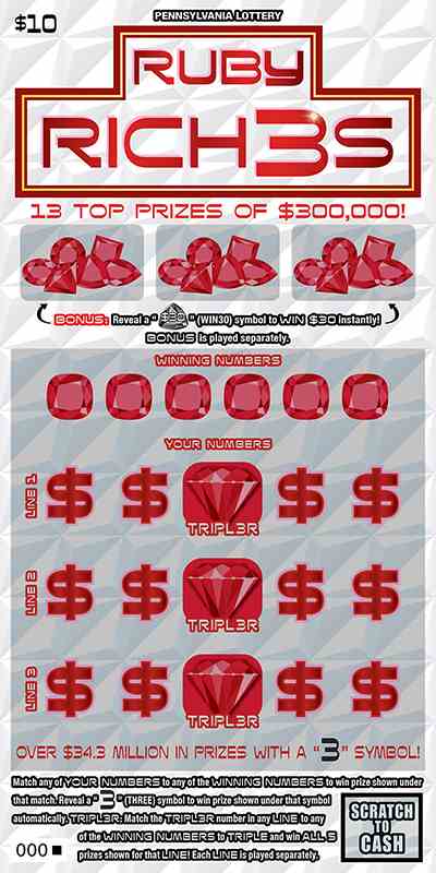 Ruby Rich3s scratchcard - game number #3360 - front