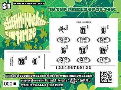 Sham-Rockin’ Surprize scratchcard - game number #3302 - front-scratched