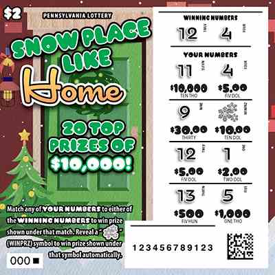 Snow Place Like Home scratchcard - game number #3334 - front-scratched