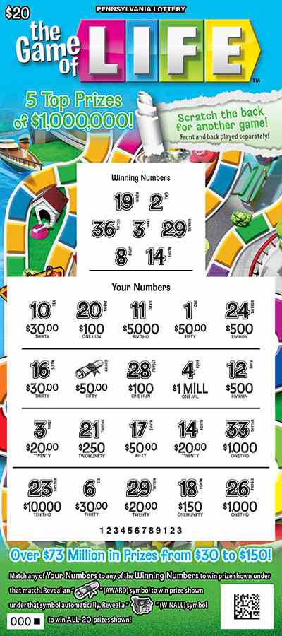 The Game Of Life scratchcard - game number #3359 - front-scratched