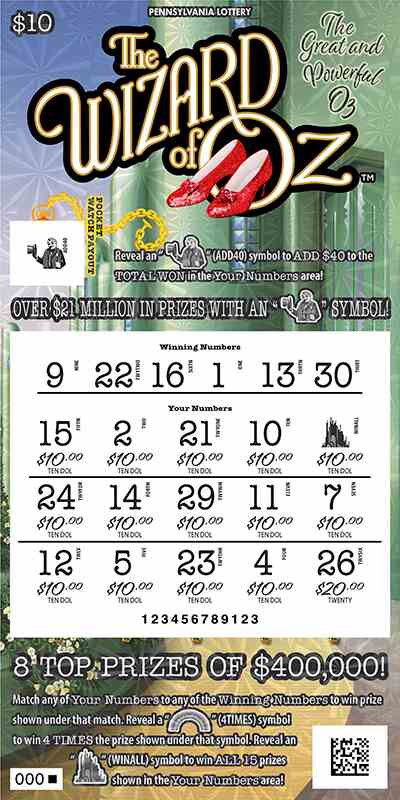 The Wizard Of Oz The Great And Powerful Oz scratchcard - game number #3372 - front-scratched