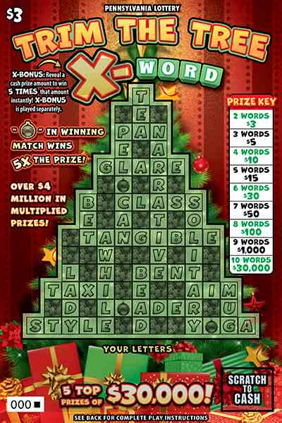 Trim The Tree X-Word scratchcard - game number #3333 - front