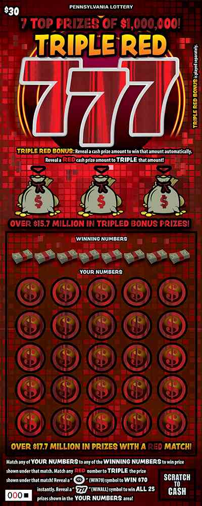 Triple Red 777 scratchcard - game number #3354 - front