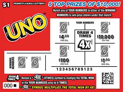 Uno scratchcard - game number #3276 - front-scratched