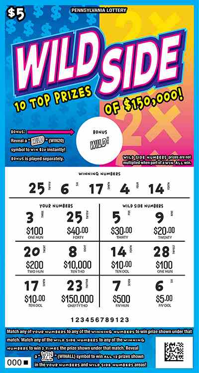 Wild Side scratchcard - game number #3366 - front-scratched