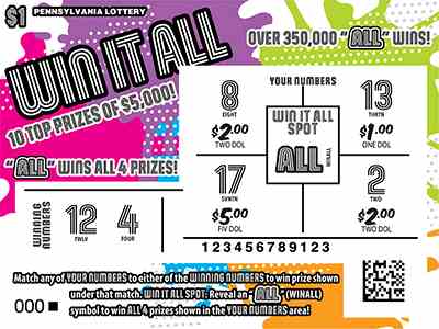 Win It All scratchcard - game number #3315 - front-scratched