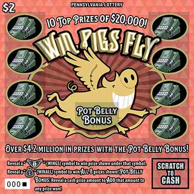 Win Pigs Fly scratchcard - game number #3319 - front