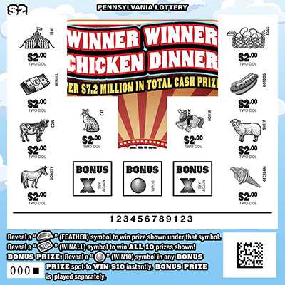 Winner Winner Chicken Dinner scratchcard - game number #3374 - front-scratched