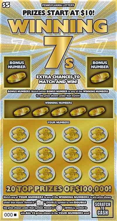 Winning 7S scratchcard - game number #3326 - front
