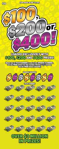 $100, $200 Or $400! scratchcard - game number #1485 - front