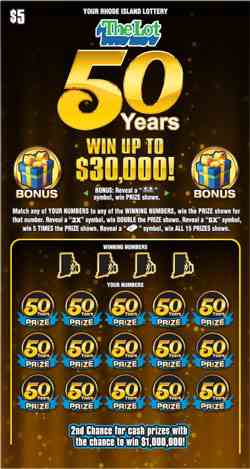 $5 - 50 Years scratchcard - game number #1422 - front