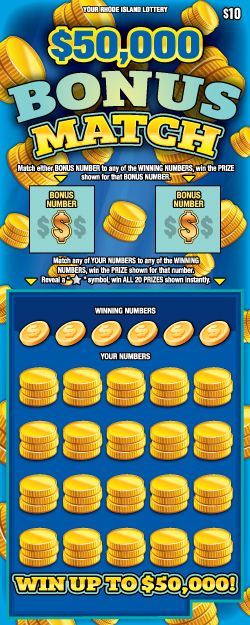 $50,000 Bonus Match scratchcard - game number #1482 - front