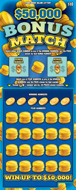 $50,000 Bonus Match scratchcard - game number #1482 - front
