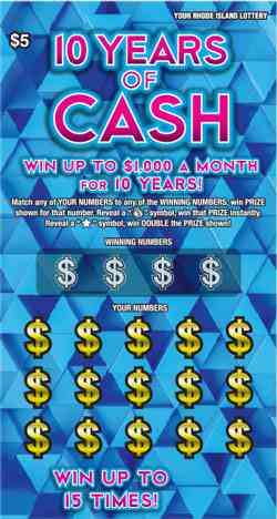 10 Years Of Cash scratchcard - game number #1433 - front