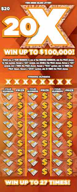 20X scratchcard - game number #1407 - front