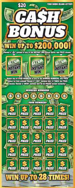 Cash Bonus scratchcard - game number #1401 - front