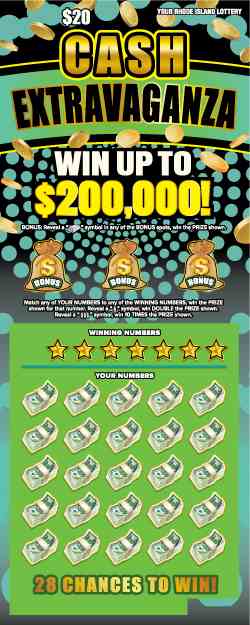 Cash Extravaganza scratchcard - game number #1489 - front