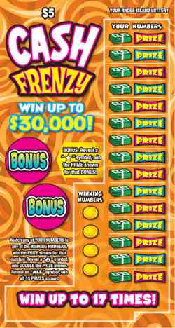 Cash Frenzy scratchcard - game number #1427 - front