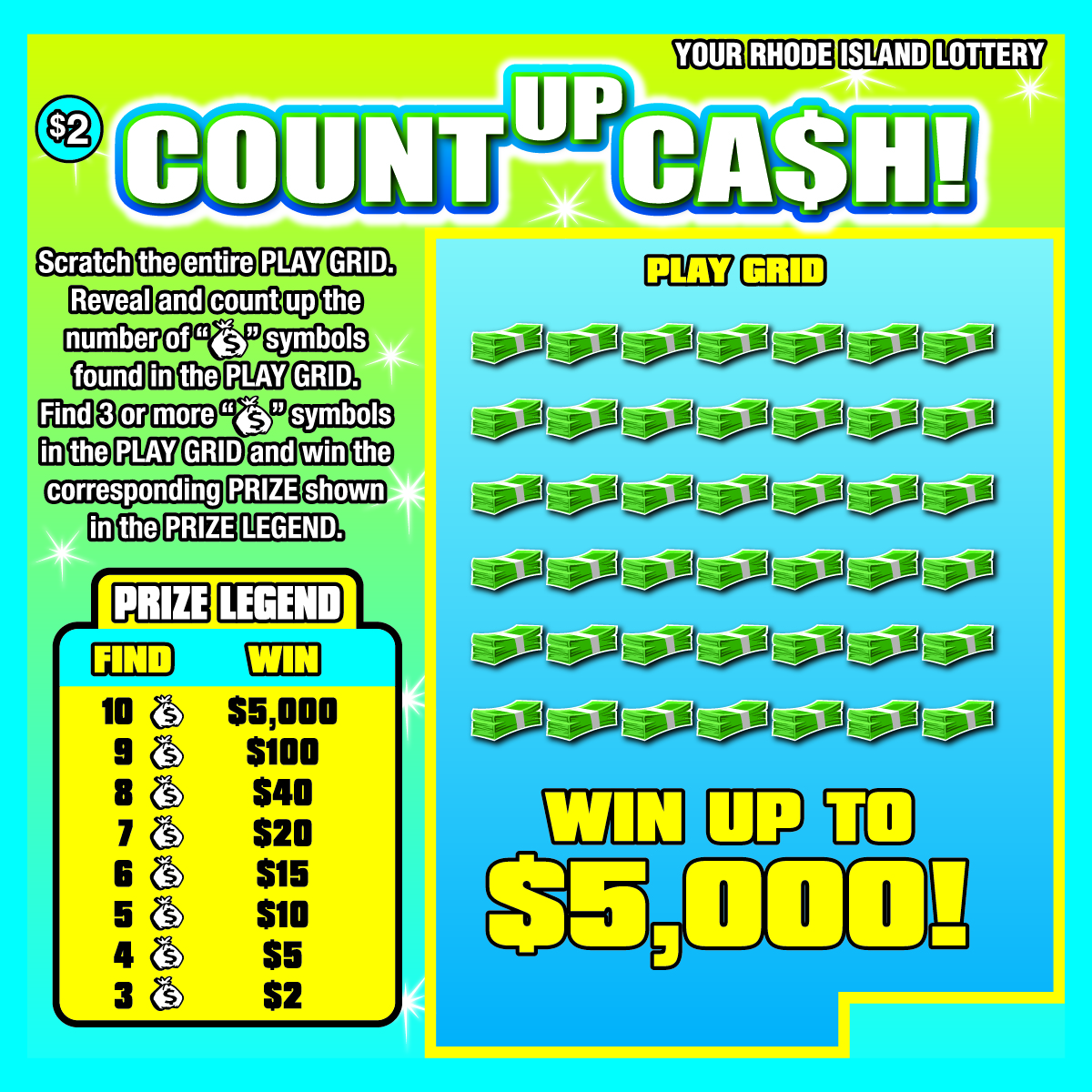 Count Up Cash scratchcard - game number #1418 - front