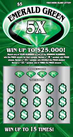 Emerald Green 5X scratchcard - game number #1492 - front