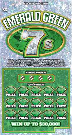 Emerald Green 7S scratchcard - game number #1443 - front