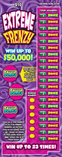Extreme Frenzy scratchcard - game number #1428 - front