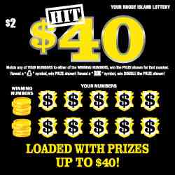 Hit $40 scratchcard - game number #1523 - front