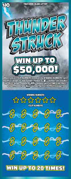 Thunder Struck scratchcard - game number #1455 - front
