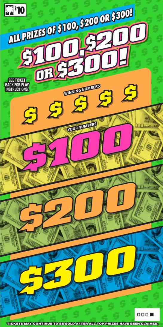 $100, $200 Or $300! scratchcard - game number #1660 - front