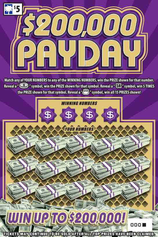 $200,000 Payday scratchcard - game number #1690 - front