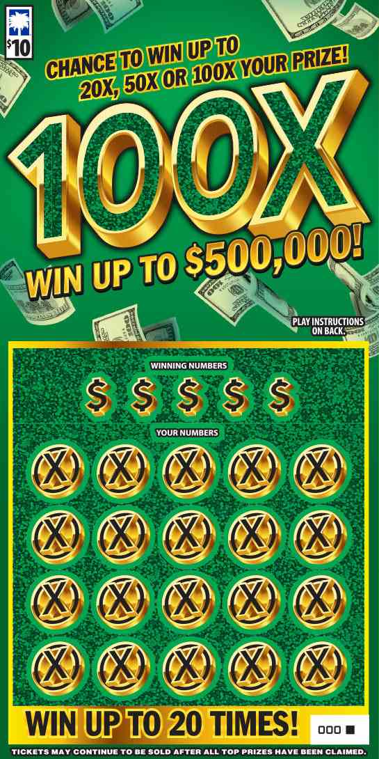 100X scratchcard - game number #1603 - front